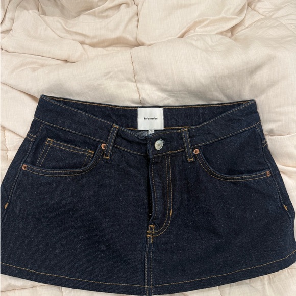 Reformation Hazel Low Rise Denim Mini Skirt - Picture 2 of 4
